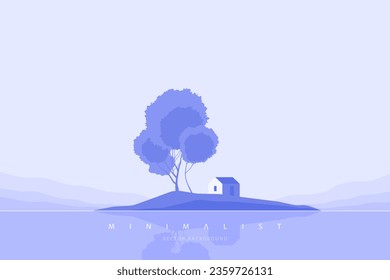 Light gray minimalist landscape background. Monochrome creative modern paint. Abstract nature art contemporary mountain poster. Hand drawn vector illustration in flat style for prints web and canvas