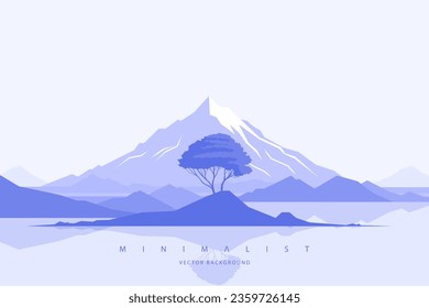 Fondo de paisaje minimalista gris claro. Pintura moderna creativa monocroma. Afiche de arte de la naturaleza contemporáneo. Ilustración vectorial dibujada a mano en estilo plano para impresiones web y lienzo