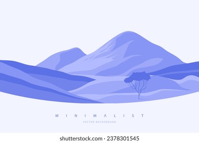 Light gray minimalist landscape background. Monochrome creative modern paint. Abstract nature art contemporary mountain poster. Hand drawn vector illustration in flat style for prints web and canvas