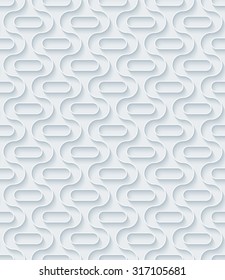 Light gray perforated paper with cut out effect. Abstract 3d seamless background. Vector EPS10.