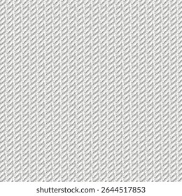 Light gray rug woven from thick jute yarn and a pattern with simple geometrical elements. Abstract knit background. Vector artwork.