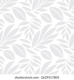 Light gray seamless nature leaf pattern background vector and gray, seamless pattern, nature pattern, leaf pattern, botanical background, organic texture, floral vector, natural wallpaper