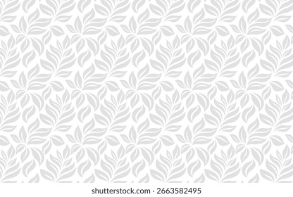 Light gray seamless nature leaf pattern background vector and gray, seamless pattern, nature pattern, leaf pattern, botanical background, organic texture, floral vector, natural wallpaper.