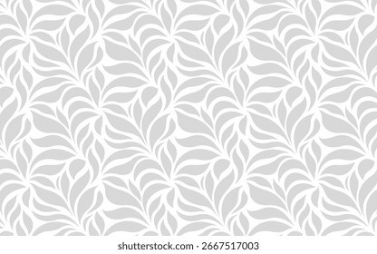 Vector de fondo de patrón de hoja de naturaleza transparente gris claro y gris, patrón sin fisuras, patrón de naturaleza, patrón de hoja, fondo botánico, textura orgánica, Vector floral, Fondo de pantalla natural