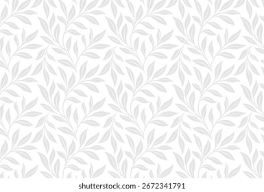 Light gray seamless nature leaf pattern background vector and gray, seamless pattern, nature pattern, leaf pattern, botanical background, organic texture, floral vector, natural wallpaper.