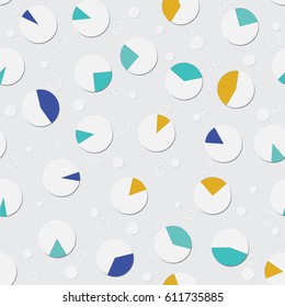 light gray seamless pattern, circles with colorful sections