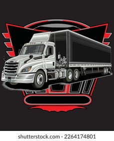 light gray semi truck, isolated on black background for business elements, screen printing, digital printing,DGT,DFT and poster.