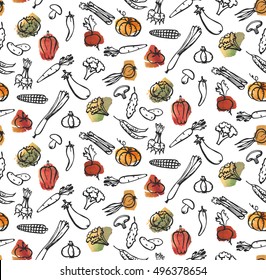 Light gray simple pattern from vegetables.Background in vector.