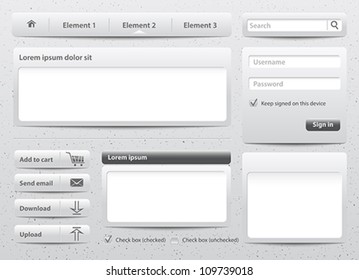 Light gray skin web design elements and modules on gray kraft background. Vector Illustration