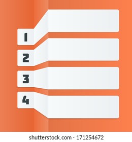 Light Gray Steps Infographics Elements on Orange Background. Vector illustration.
