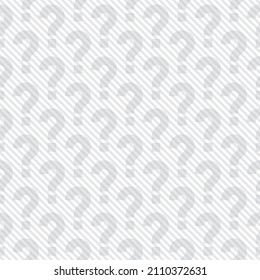 Light Gray Striped Question Marks Seamless Background. Vector Tileable Neutral Pattern.