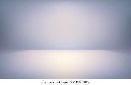 Studio auf hellgrauem Hintergrund. Beleuchtetes Zimmer. Bearbeitbarer Gradient Mesh. Vektorvorlage für die Produktanzeige.