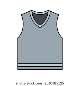 Light Gray Sweater Vest, A light gray sleeveless sweater with a striped hem, ideal for casual or professional layering.