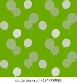 Globos transparentes de color gris claro sobre un fondo verde. Ilustración vectorial festividad sin fisuras para la cubierta y la superficie.