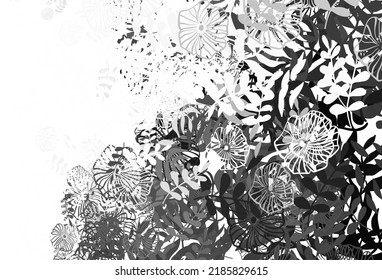 Light Gray vector abstract backdrop with leaves, flowers. An elegant bright illustration with leaves and flowers. Doodle design for your web site.