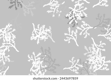 Light Gray vector abstract pattern with sakura. Illustration with doodles on abstract template. Colorful pattern for kid's books.