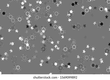 Light Gray vector backdrop with bright stars, suns. Shining colored illustration with stars, suns. Best design for your ad, poster, banner.