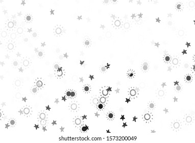 Light Gray vector backdrop with bright stars, suns. Glitter abstract illustration with colored stars, suns. Pattern for futuristic ad, booklets.