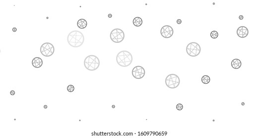 Light Gray vector backdrop with mystery symbols. Colorful vintage illustration with gradient alchemy shapes. Background for esoteric, mystic designs.