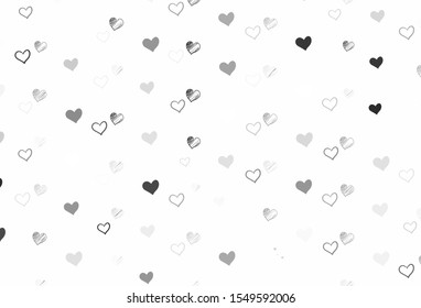 Light Gray vector backdrop with sweet hearts. Blurred decorative design in doodle style with hearts. Pattern for carnival, festival romantic leaflets.