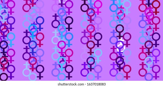 Light Gray vector backdrop with woman's power symbols. Colorful feminism symbols with a gradient in modern style. Design for International Women’s Day.