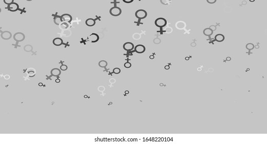 Light Gray vector backdrop with woman's power symbols. Simple design in abstract style with women’s rights activism. Sample for your web designers.