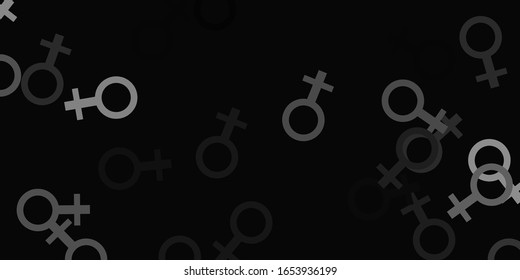 Light Gray vector backdrop with woman's power symbols. Abstract illustration with a depiction of women's power. Best design to show the power of women.