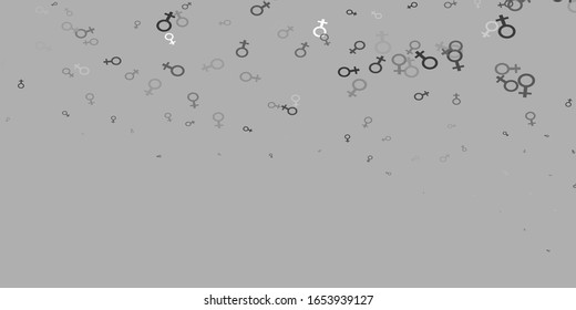 Light Gray vector backdrop with woman's power symbols. Simple design in abstract style with women’s rights activism. Sample for your web designers.