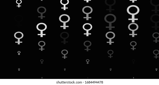 Light Gray vector backdrop with woman's power symbols. Abstract illustration with a depiction of women's power. Sample for your web designers.