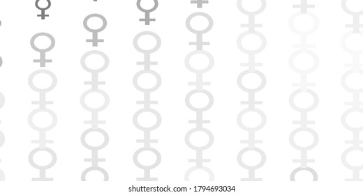 Light Gray vector backdrop with woman's power symbols. Colorful illustration with gradient feminism shapes. Background for cell phones.