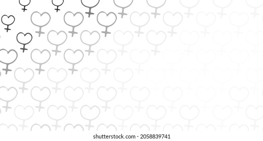 Light Gray vector backdrop with woman's power symbols. Abstract illustration with a depiction of women's power. Best design to show the power of women.