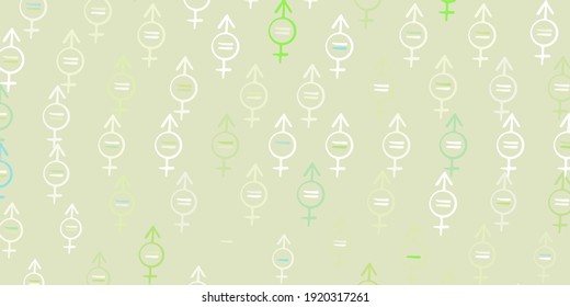 Light Gray vector backdrop with women power symbols. Illustration with signs of women strength and power. Design for International Women Day.