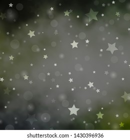 Light Gray vector background with circles, stars. Colorful disks, stars on simple gradient background. Template for business cards, websites.