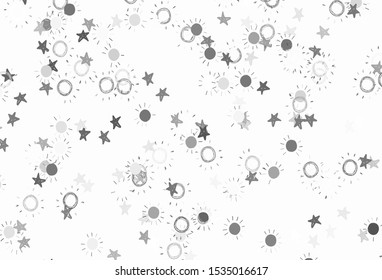 Light Gray vector background with colorful stars, suns. Modern geometrical abstract illustration with stars, suns. Pattern for astrology websites.