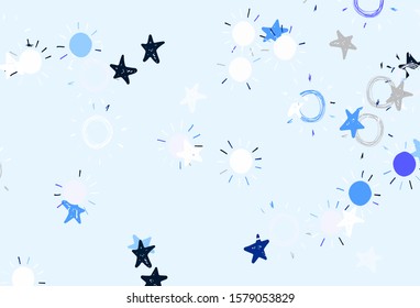 Light Gray vector background with colorful stars, suns. Modern geometrical abstract illustration with stars, suns. Pattern for astronomy websites.