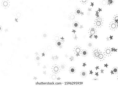 Light Gray vector background with colorful stars, suns. Modern geometrical abstract illustration with stars, suns. Pattern for astrology websites.