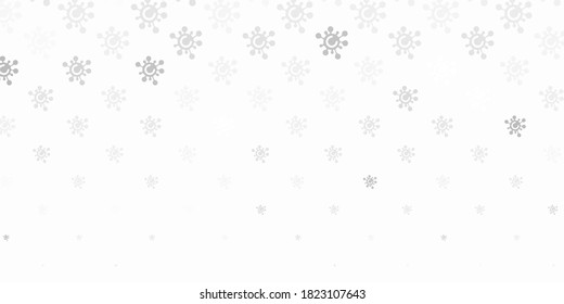 Light Gray vector background with covid-19 symbols. Simple design in abstract style with infection forms. Design for biohazard warning.