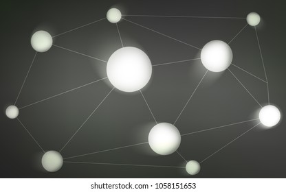 Light Gray vector background with dots and lines. Abstract illustration with colorful discs and triangles. Pattern can be used as texture of wallpapers.