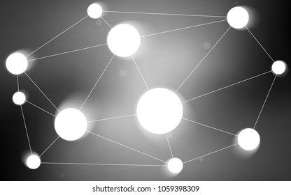 Light Gray vector background with dots and lines. Glitter abstract illustration with connection of triangle structure. Pattern can be used for ads, leaflets.