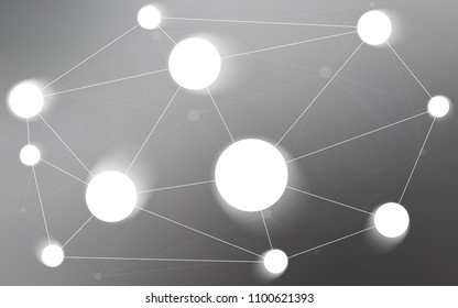 Light Gray vector background with dots and lines. Decorative design in abstract style with triangle structure. Pattern can be used for futuristic ad, booklets.