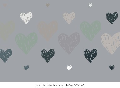Light Gray vector background with hearts. Decorative design with hearts in simple style . Pattern for marriage gifts, congratulations.