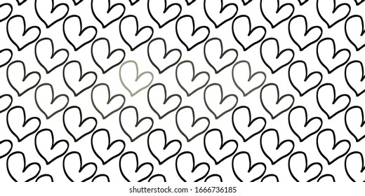 Light Gray vector background with hearts. Beautiful colored illustration with hearts in celebration style. Template for Valentine's greeting postcards.