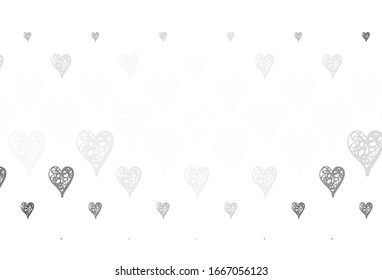 Light Gray vector background with hearts. Shining illustration with hearts on abstract template. Design for a business advert of anniversary.