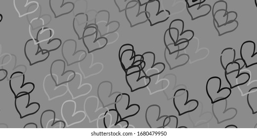 Light Gray vector background with hearts. Glitter abstract illustration with colorful hearts in romantic style. Pattern for carnival, festival romantic leaflets.