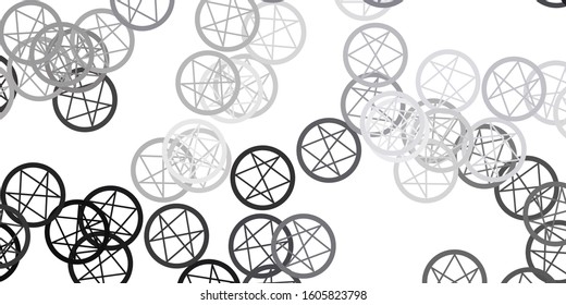 Light Gray vector background with occult symbols. Colorful mystic symbols with a gradient in ancient style. Design for magic, spiritual events.