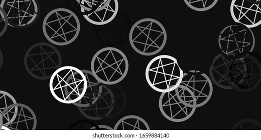 Light Gray vector background with occult symbols. Colorful mystic symbols with a gradient in ancient style. Simple design for occult depiction.