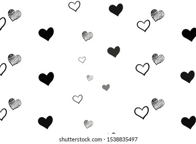 Light Gray vector background with Shining hearts. Glitter abstract illustration with colorful hearts in romantic style. Pattern for marriage gifts, congratulations.