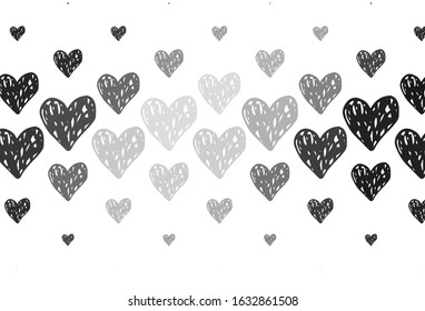 Light Gray vector background with Shining hearts. Smart illustration with gradient hearts in valentine style. Template for Valentine's greeting postcards.