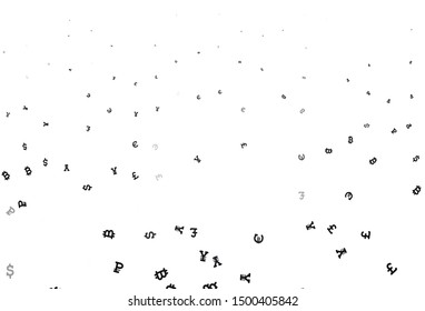 Light Gray vector background with signs of currency. Shining illustration with signs of currency on abstract template. Design for business advert of economic, wealth.