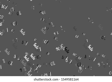 Light Gray vector background with symbols of 30, 50, 90 % sales. Illustration with signs of sales on abstract template. Pattern for ads, posters, banners of sales.
